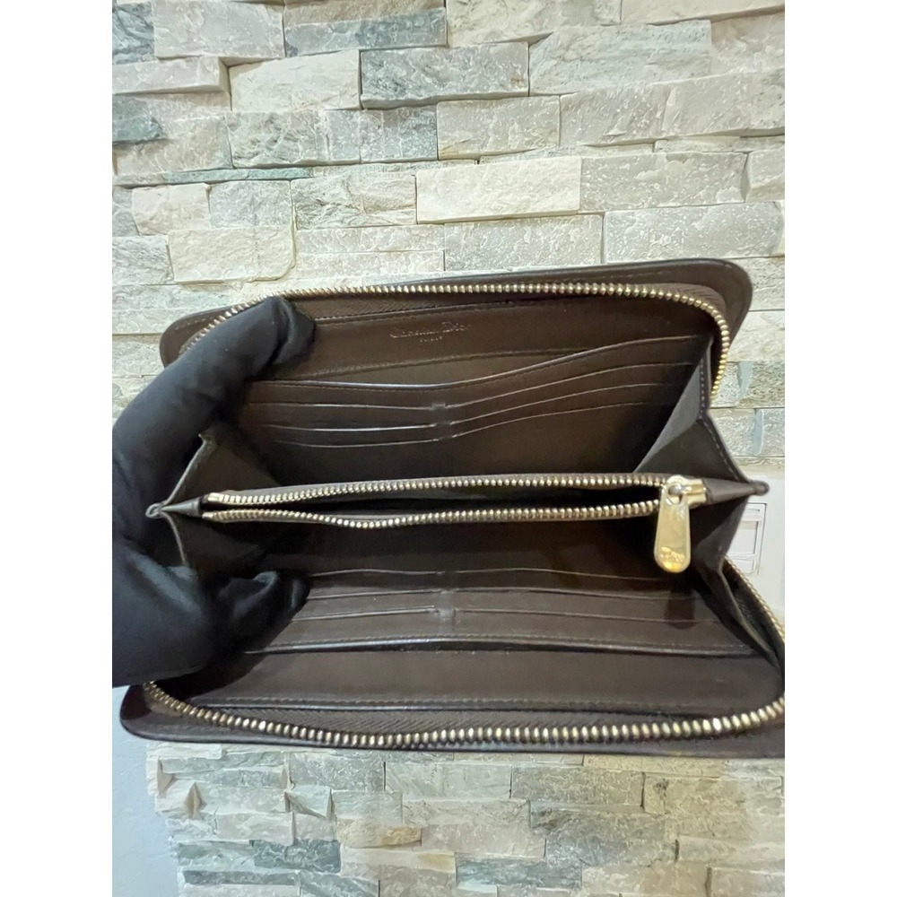 Christian Dior Blush Pink Pebbled Leather Zip Around Wallet Gold DIOR Charms - Picture 5 of 8